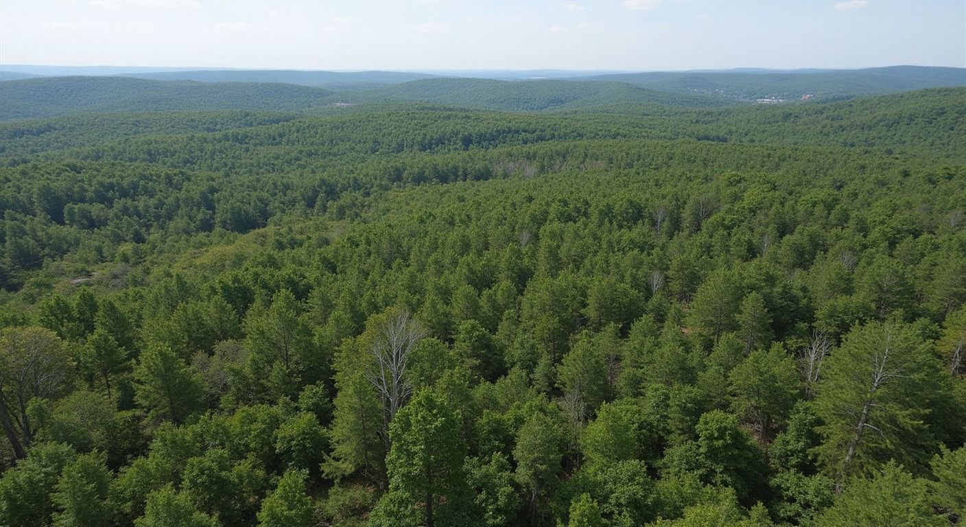 Lush forest arial view