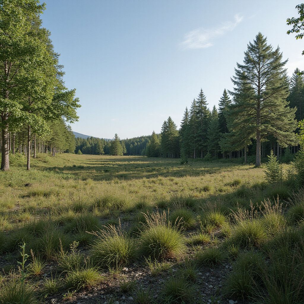 Clear cut land in forest