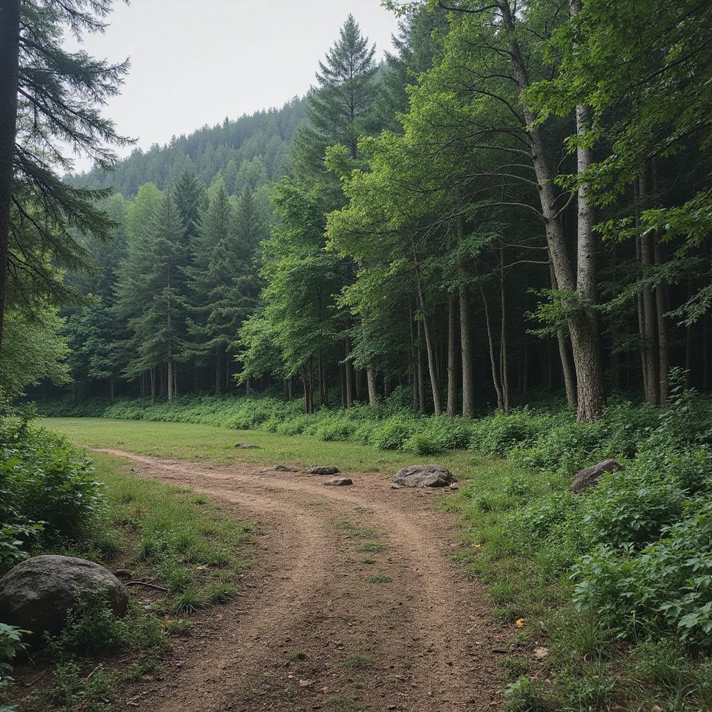 Logging road in forest