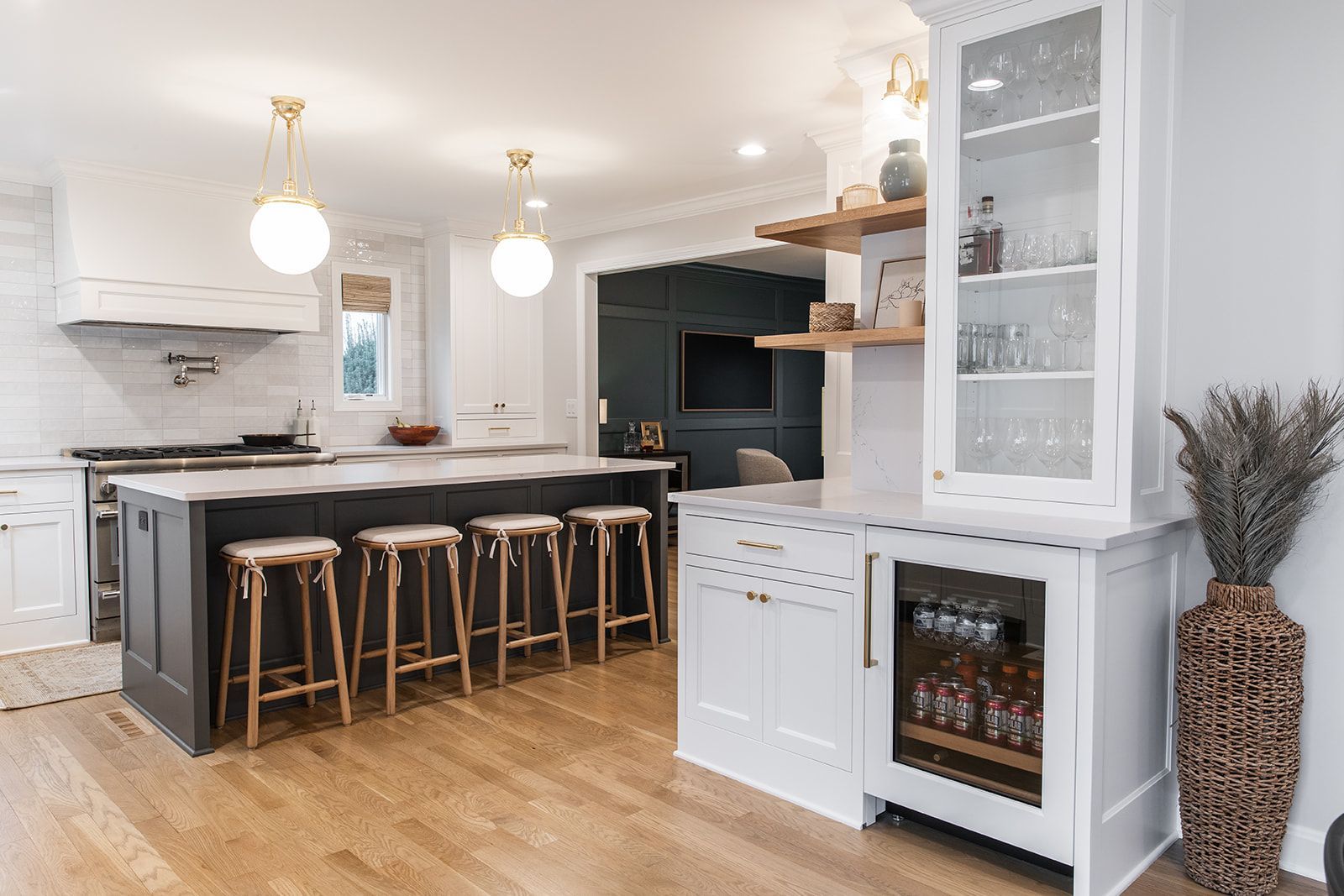 A kitchen with a large island