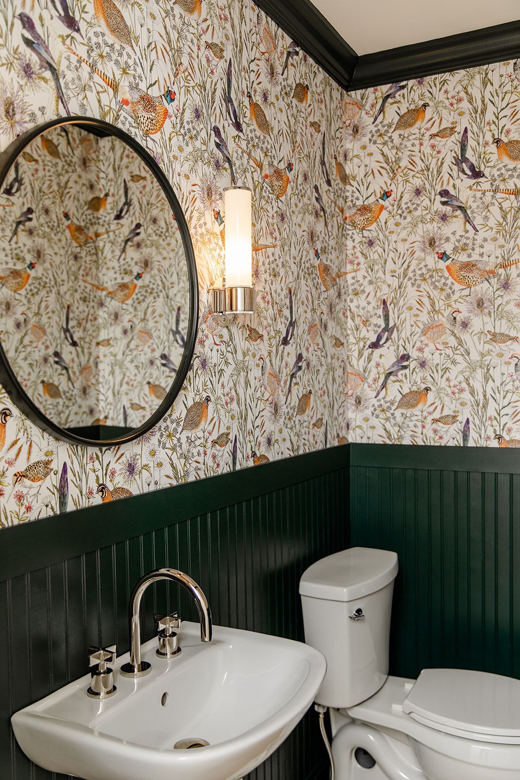 Green wall in bathroom