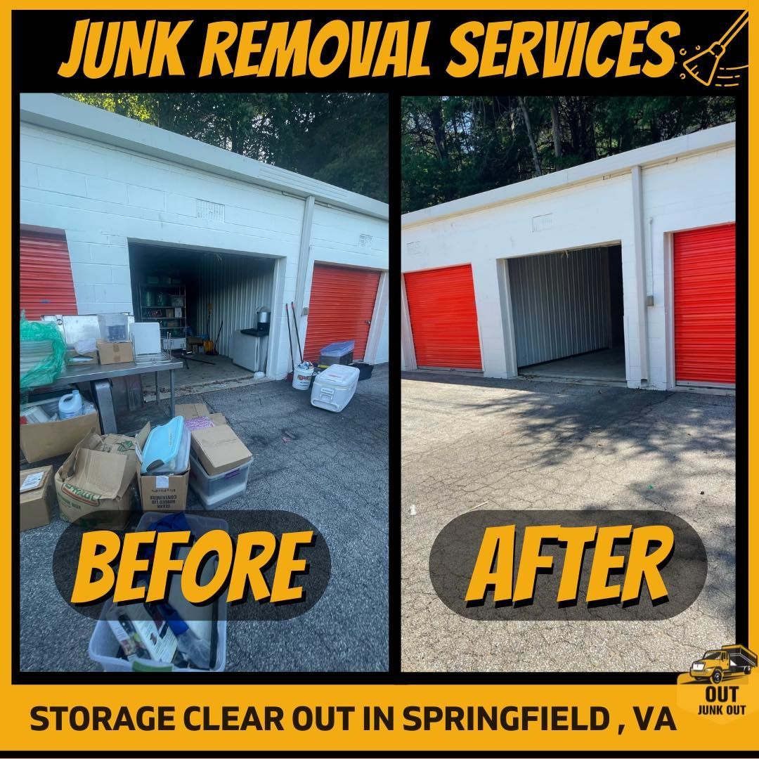 a before and after picture of junk removal services