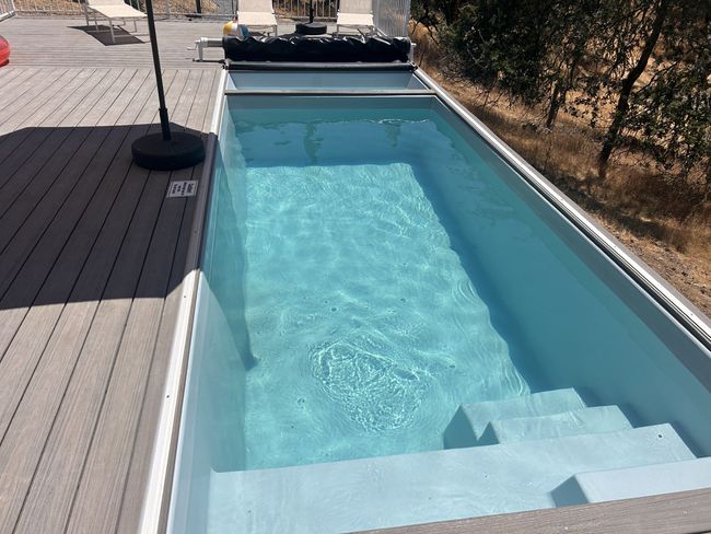 container pool with hot tub