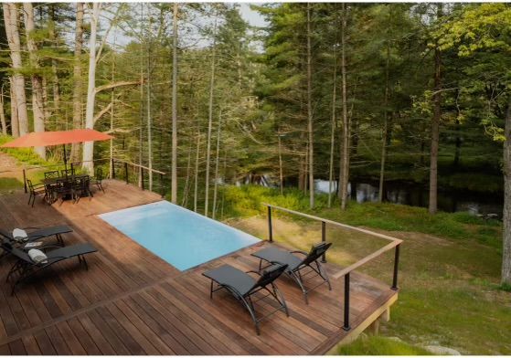 container pool in the woods