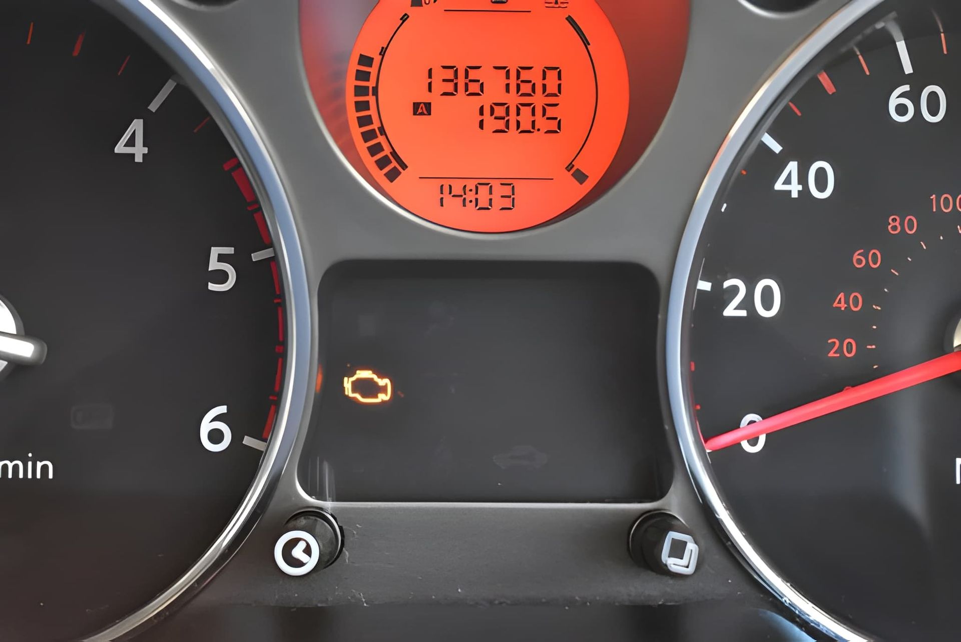 Dashboard Gauges With Illuminated Check Engine Light, Speedometer — Mechanical Care in Belconnen, ACT