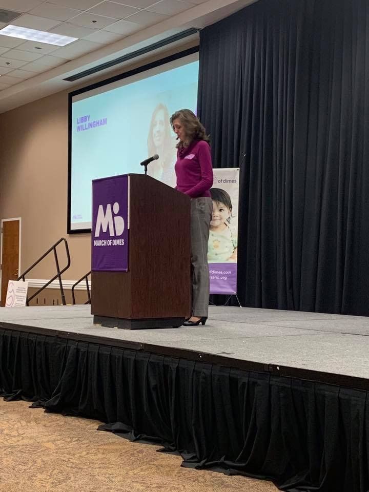 Libby Willingham speaking at March of Dimes Luncheon