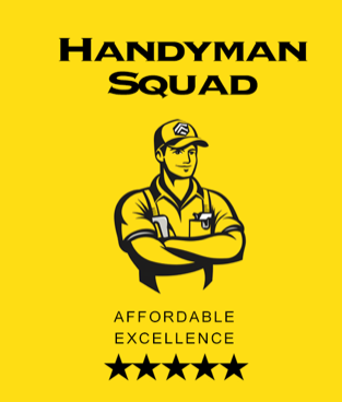 The logo for handyman squad shows a man with his arms crossed