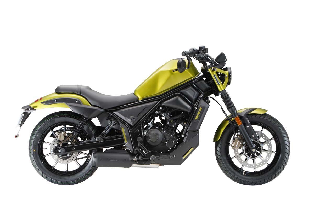 Yellow and black motorcycle on a white background.