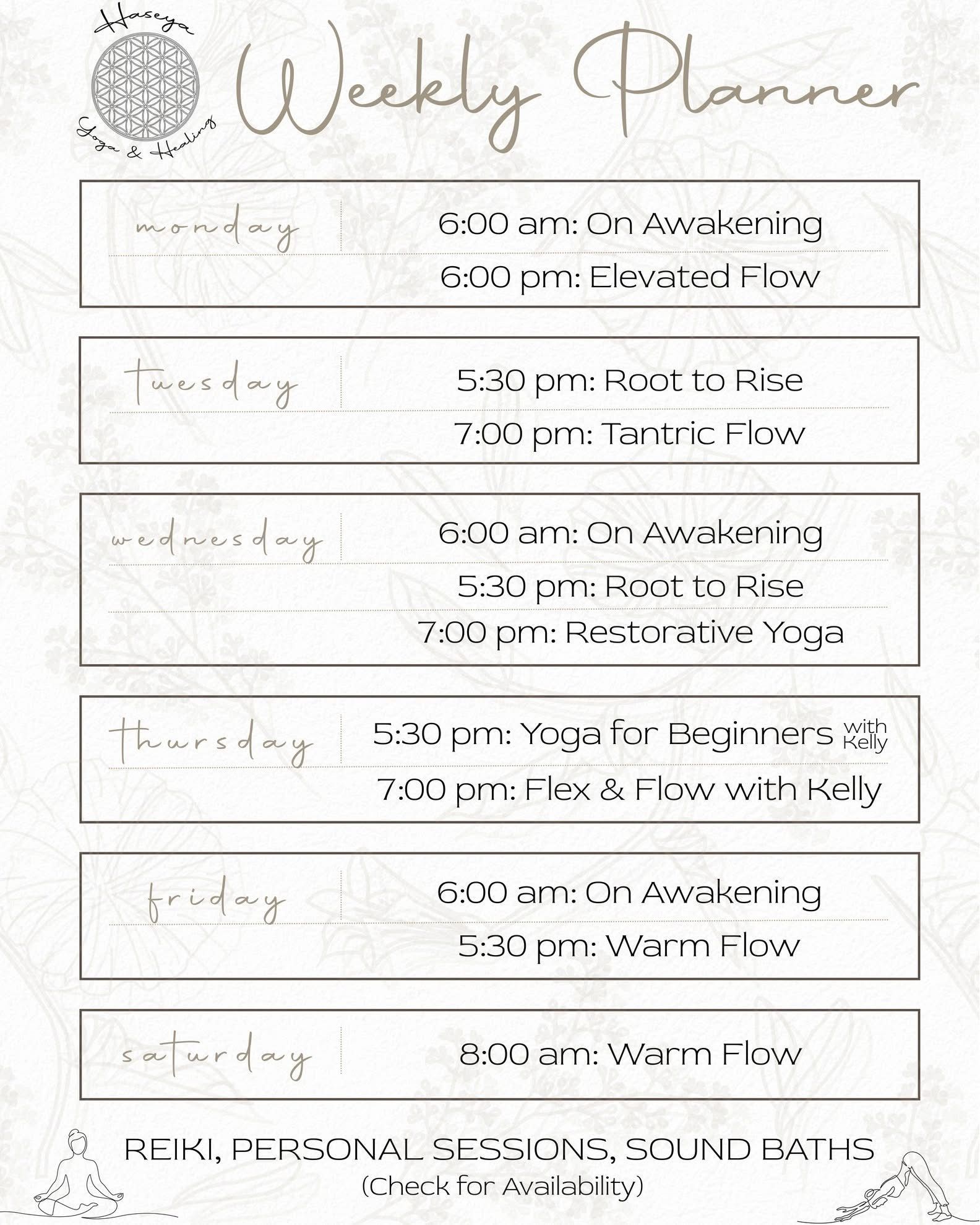 Weekly Yoga Schedule Image
