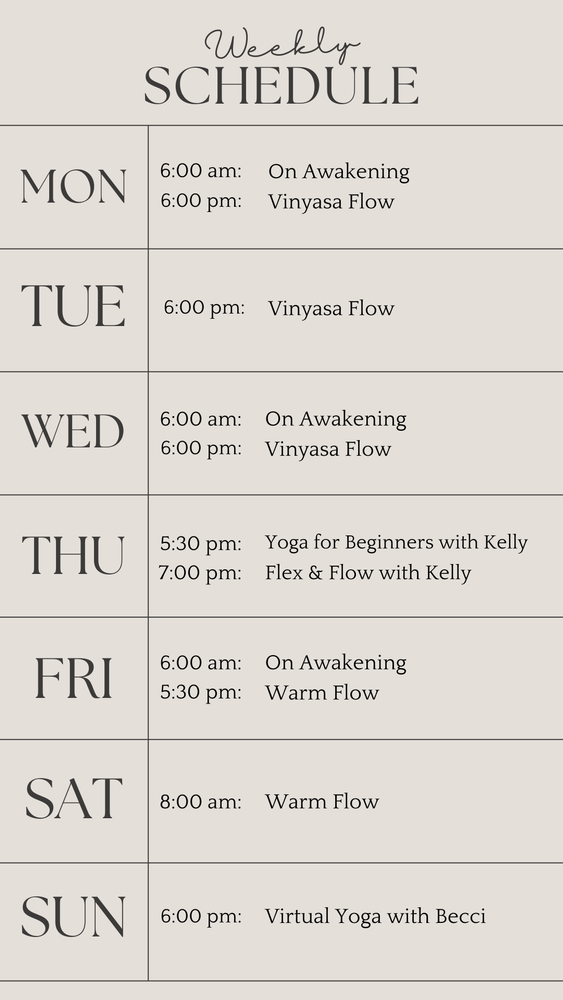 Weekly Yoga Schedule Image