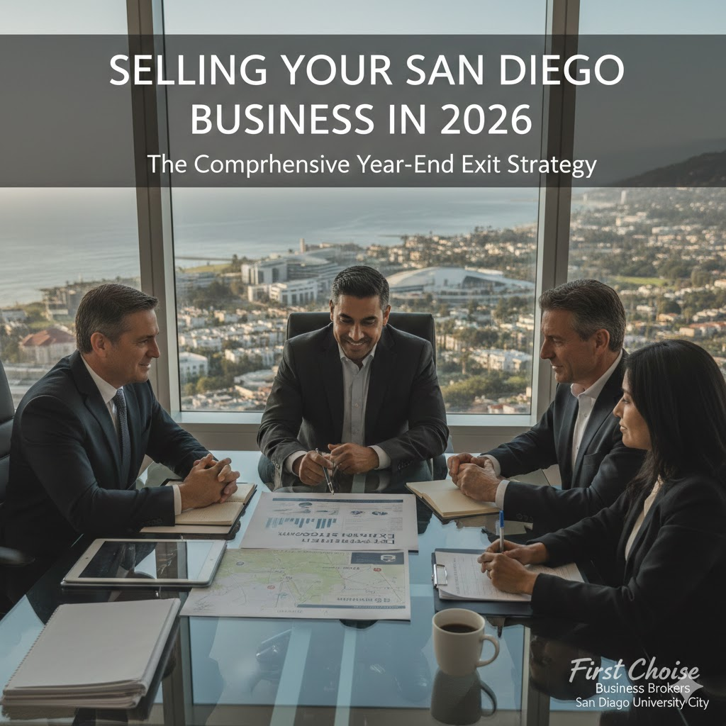 Business professionals meeting to discuss selling a business in San Diego in 2026.
