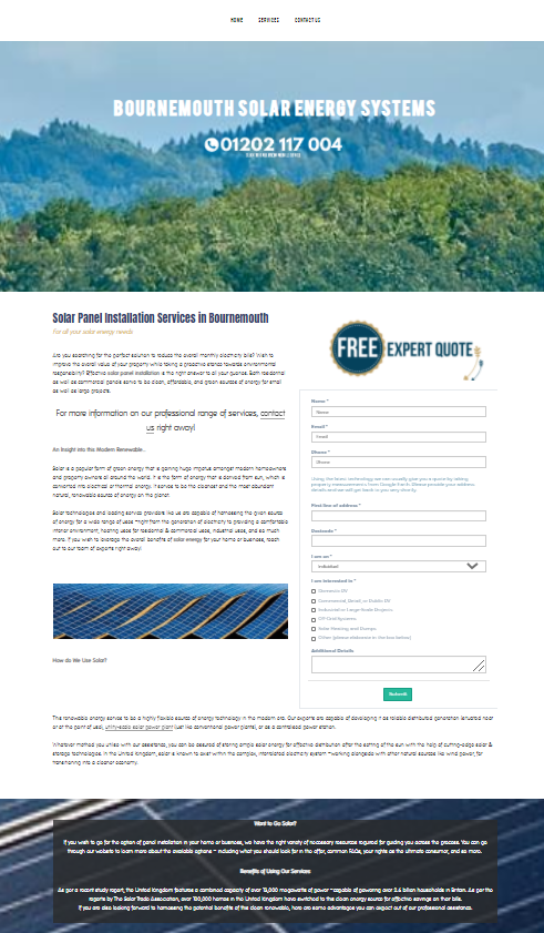 Preview of solar energy website