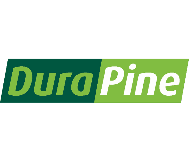 The logo for dura pine is green and white on a white background.