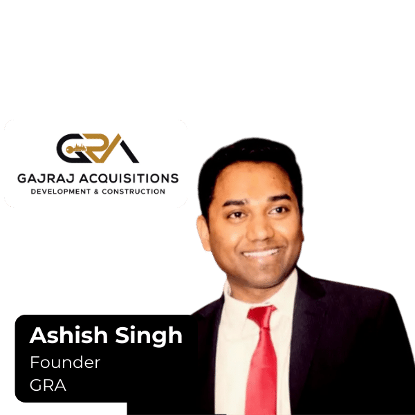 A man in a suit and tie with the name ashish singh on the bottom