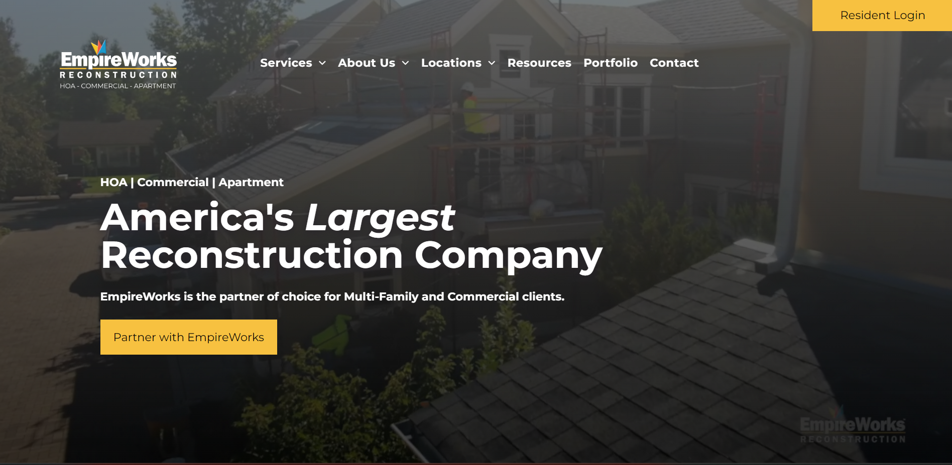 A screenshot of the website for america 's largest reconstruction company.