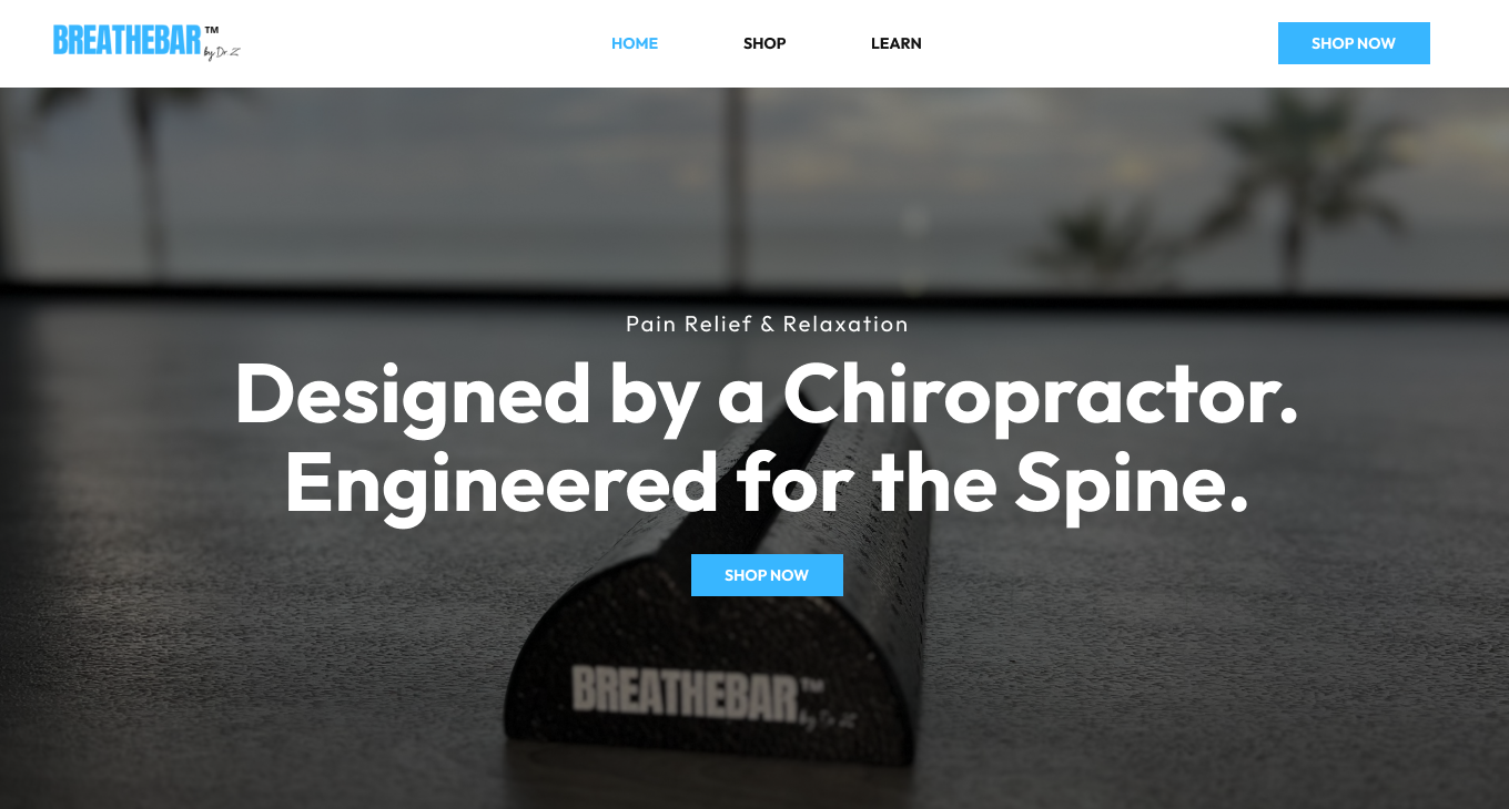 A website that says designed by a chiropractor engineered for the spine