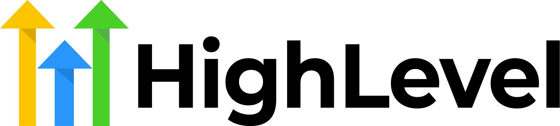 A logo for high level with arrows pointing upwards