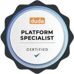 A badge that says platform specialist certified on it.