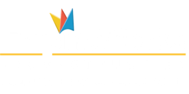 A white background with a yellow line and a colorful logo.