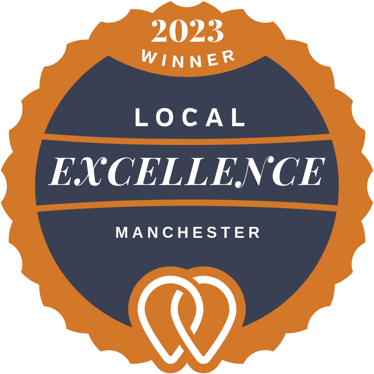 A badge that says local excellence manchester on it