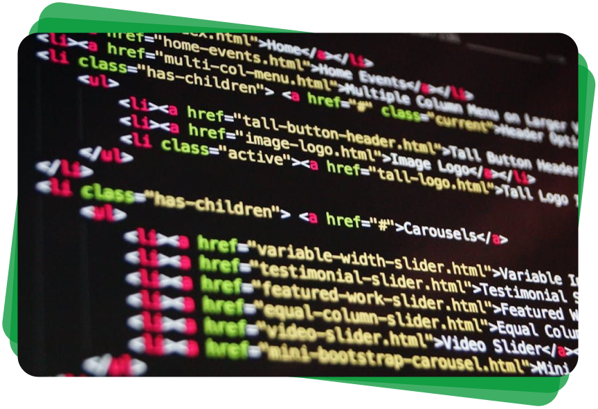 A computer screen with a lot of html code on it