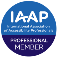 The logo for the international association of accessibility professionals is a professional member.