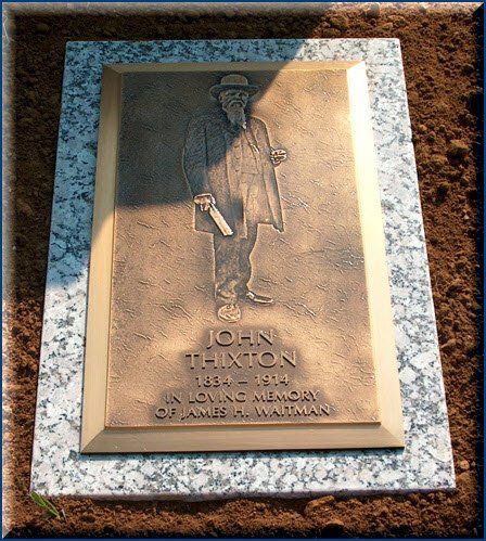 A bronze plaque for john thixton in loving memory of james h. waitman