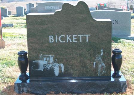 A gravestone with the name bickett on it