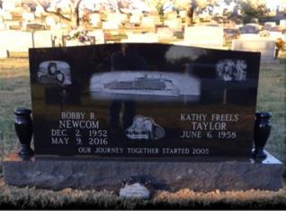 Headstone for Bobby Newcom and Kathy Taylor