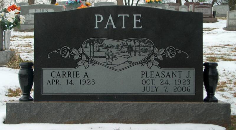 A gravestone for pate carrie a and pleasant j