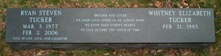 The grave of ryan steven tucker and whitney elizabeth tucker