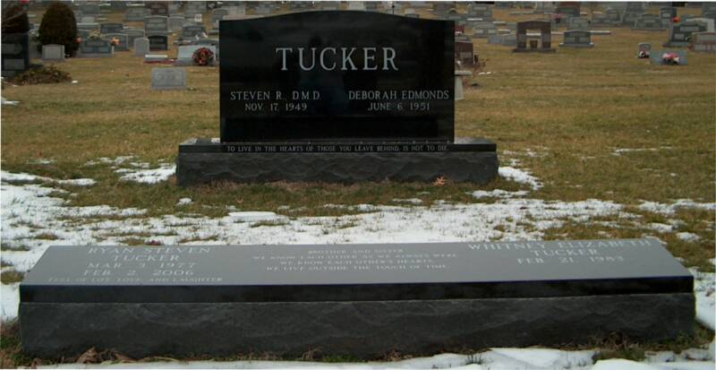 A black gravestone with the name tucker on it