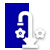 A blue and white icon of a faucet with a star on it. A blue and white icon of a faucet with a star on it.