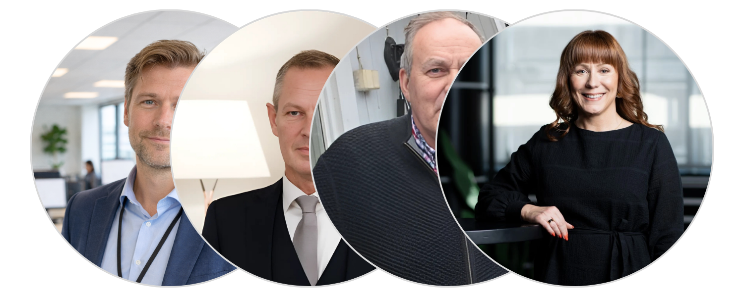 Four people in overlapping circular frames.