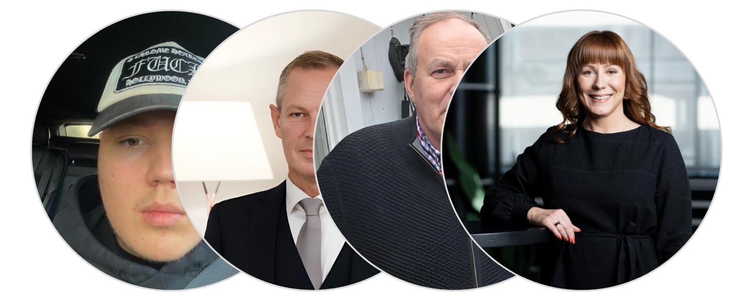 Four people in overlapping circular frames.