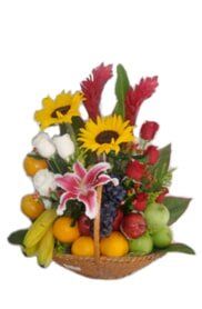 TATY FLORISTERIA - Canasta de flores y frutas