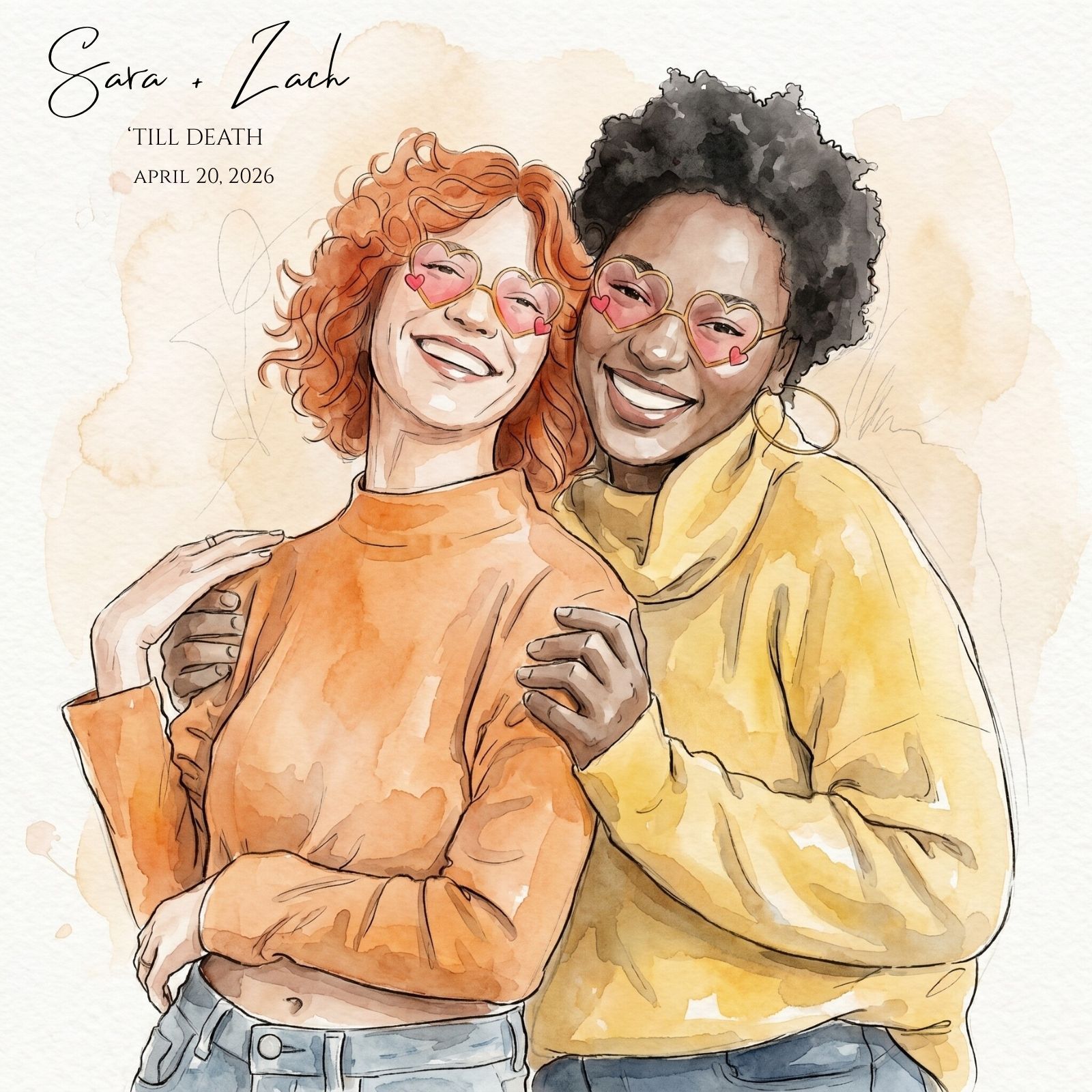 Custom AI-generated watercolor portraits on-site
