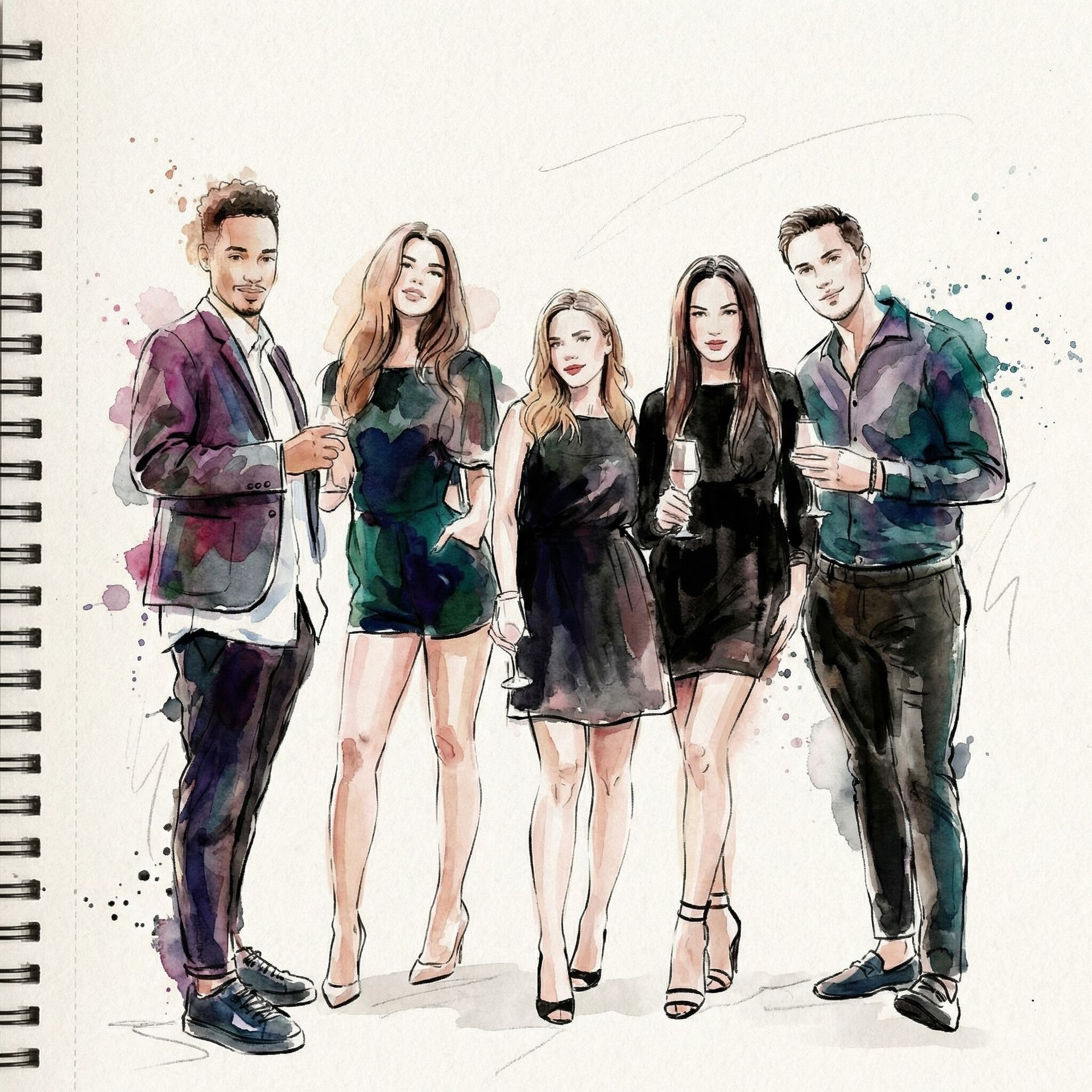 Custom AI-generated watercolor portraits on-site