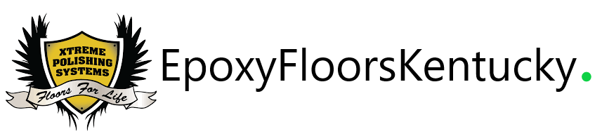 Logo for EpoxyFloorsKentucky: a shield with wings, text 