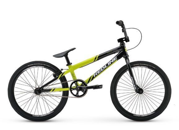 A black and yellow BMX bike