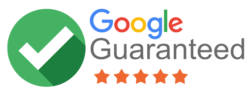 A google guaranteed logo with a check mark and five stars.