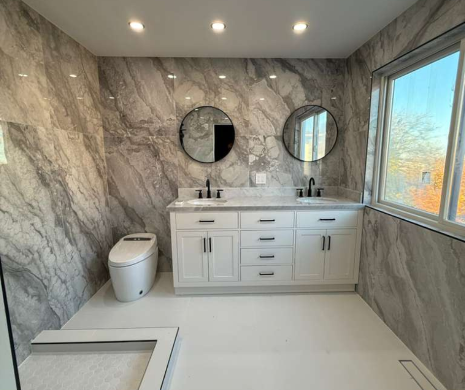 A kitchen with a stove , microwave and sink