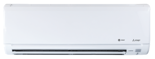 A white mitsubishi air conditioner on a white background