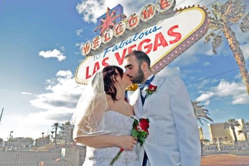 Bride and Groom Kissing — Las Vegas, NV — A Chapel of Love