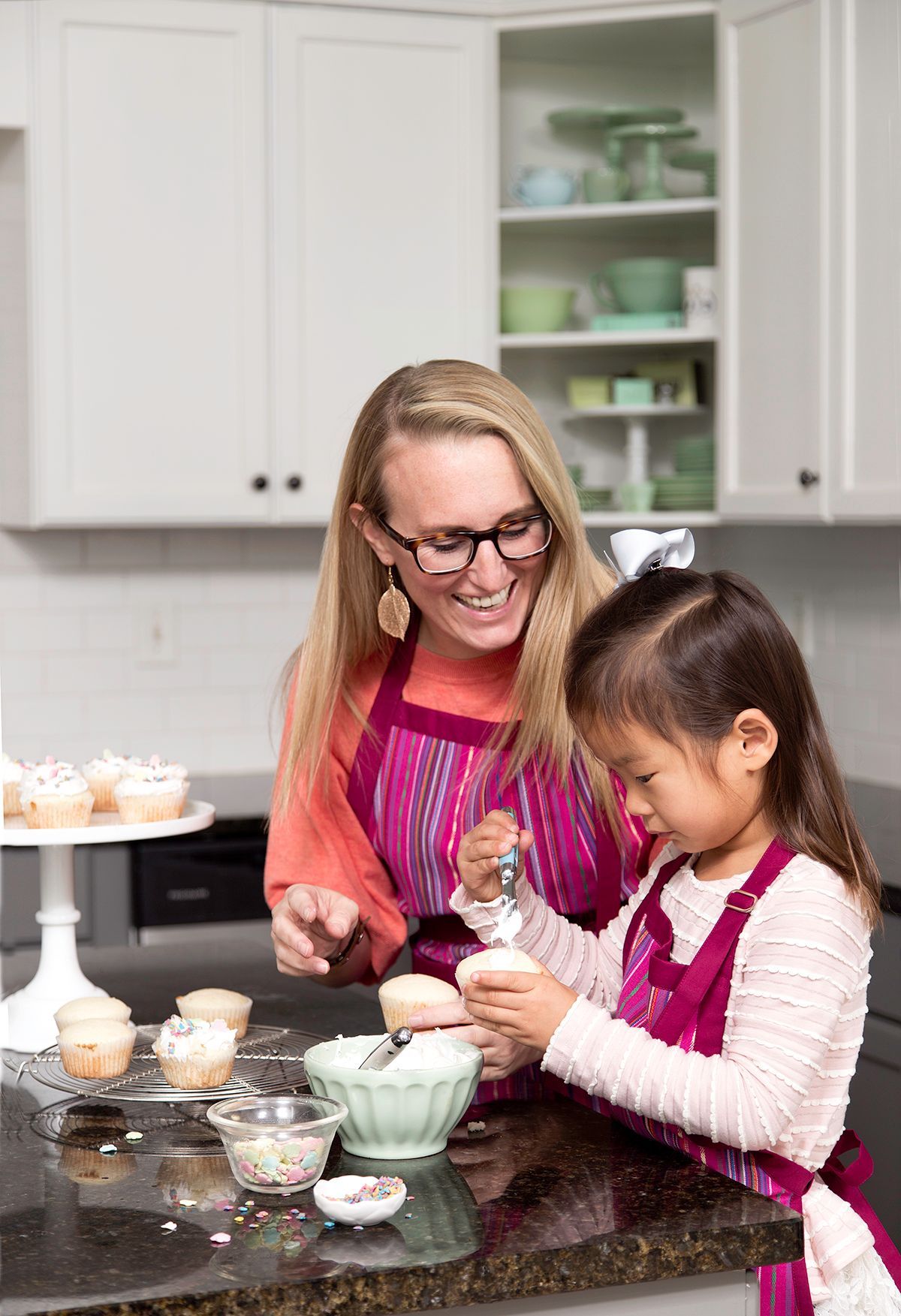 Home producst include aprons, potholders, and oven mitts.