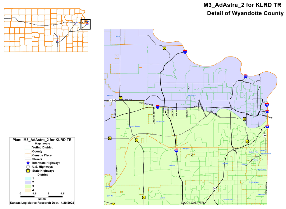 Wyandotte County Detail of Kansas Congressional Map