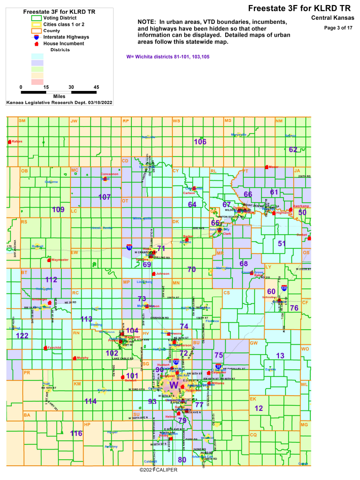 Central Kansas Detail of Kansas State House Map