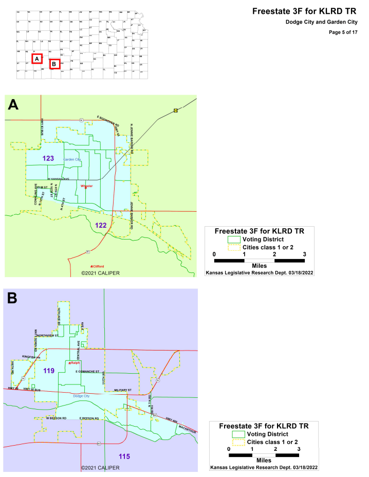 Dodge City and Garden City Detail of Kansas State House Map