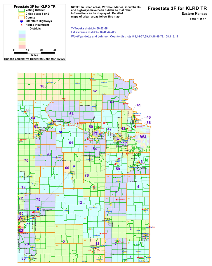 Eastern Kansas Detail of Kansas State House Map