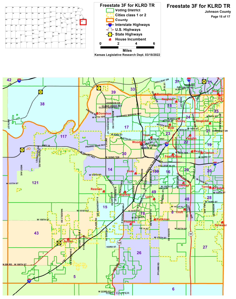 Johnson County Detail of Kansas State House Map